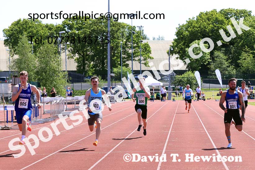 Mens Senior 100 metres, 2024 North Eastern Track and Field Champs., Middlesbrough.  Photo: David T. Hewitson/Sports for All Pics